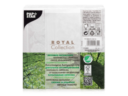 PAPSTAR Serviette 'ROYAL Collection Ornaments', blanc