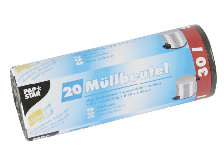 STARPAK Sac poubelle LDPE, 30 litres, gris
