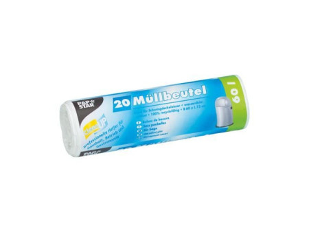 STARPAK Sac poubelle HDPE, 60 litres, blanc