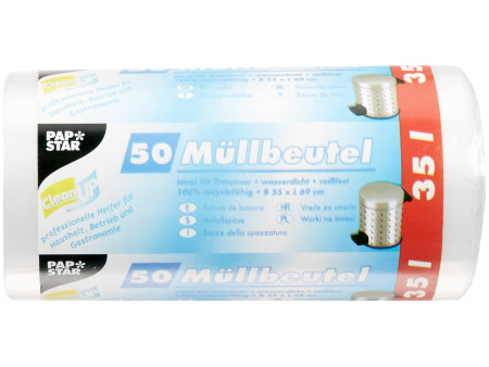 STARPAK Sac poubelle HDPE, 35 litres, transparent