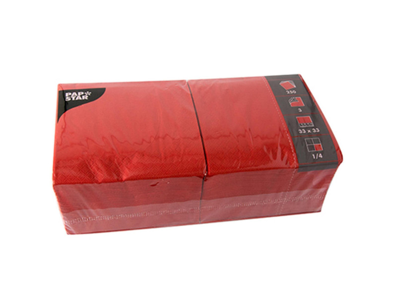 PAPSTAR Serviettes, 320 x 320 mm, 3 couches, rouge