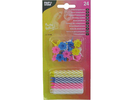 PAPSTAR Bougies d'anniversaire, en cire, rayures blanches