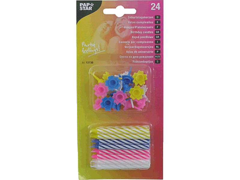 PAPSTAR Bougies d'anniversaire, en cire, rayures blanches