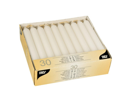 STARPAK Bougie de table, 21 mm, pack de 30, blanc