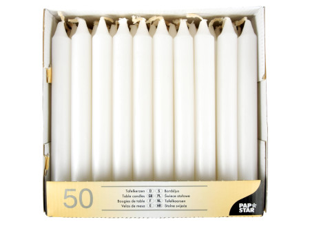 STARPAK Bougie de table, 21 mm, pack de 50 , blanc
