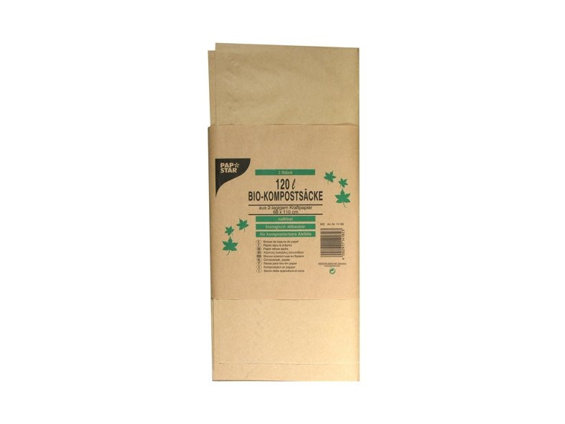 PAPSTAR Sac compostable, 120 litres, brun