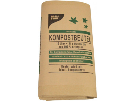 PAPSTAR Sacs compostables, 10 litres, marron