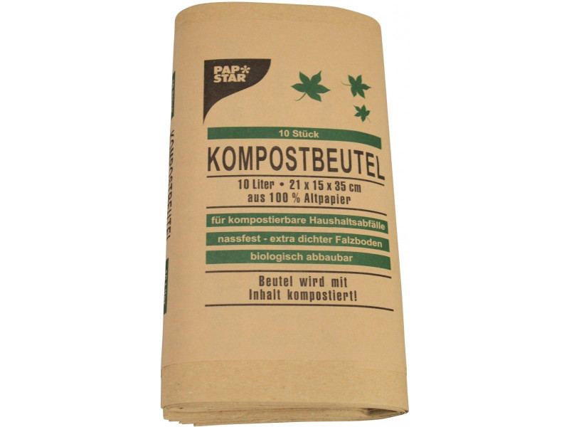 PAPSTAR Sacs compostables, 10 litres, marron