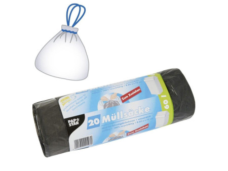 STARPAK Sac poubelle LDPE, à liens coulissants, 60 litres