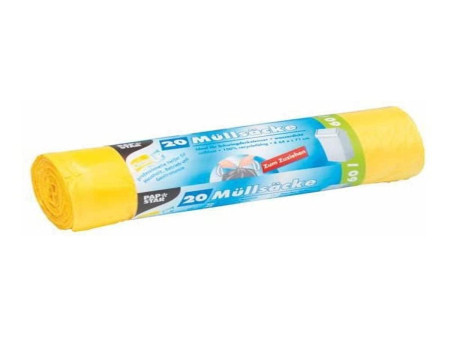 STARPAK Sac poubelle HDPE à liens coulissants, 60 L, jaune