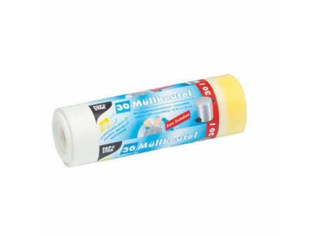 STARPAK Sac poubelle LDPE, avec cordon, 30 litres, blanc