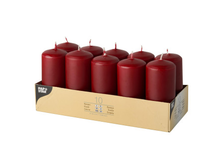 STARPAK Bougie cylindrique, diamètre: 40 mm, bordeaux