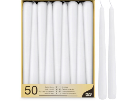 STARPAK Bougie de chandelier, 22 mm, en pack de 50, blanc