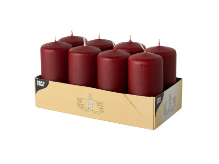 STARPAK Bougie cylindrique, diamètre: 50 mm, bordeaux