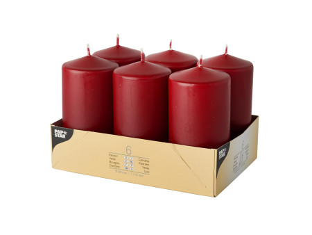 STARPAK Bougie cylindrique, diamètre: 60 mm, bordeaux