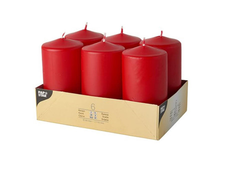 STARPAK Bougie cylindrique, diamètre: 60 mm, rouge