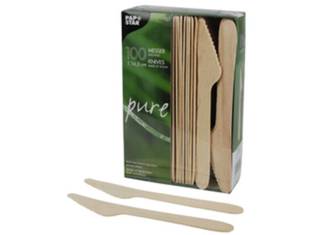 PAPSTAR Couteau en bois 'pure', longueur: 165 mm