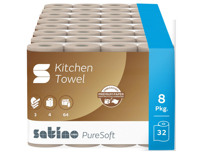 satino by wepa Rouleau de papier essuie-tout PureSoft marron