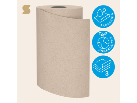 satino by wepa Rouleau de papier essuie-tout PureSoft marron
