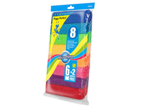 Peggy Perfect Lavettes multi-usage microfibre, paquet de 8