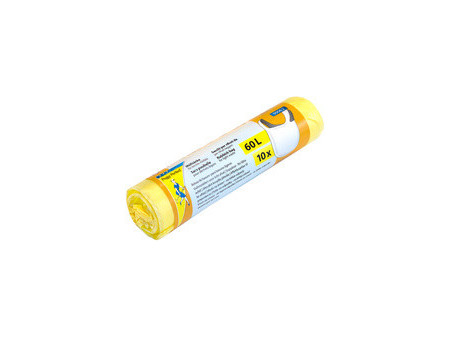 Peggy Perfect Sac poubelle HDPE, 60 litres, jaune