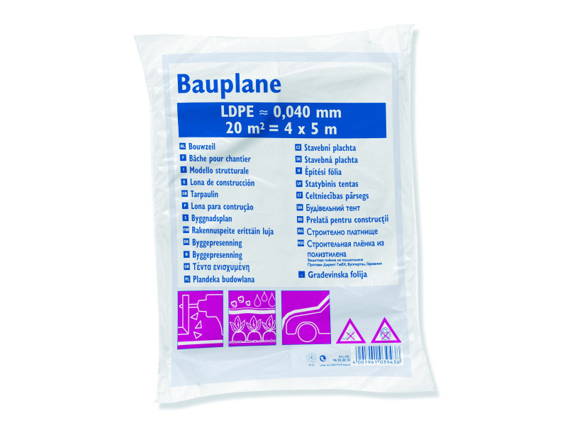 WESTEX Bâche de chantier LDPE, 40 microns, 4x5m, translucide