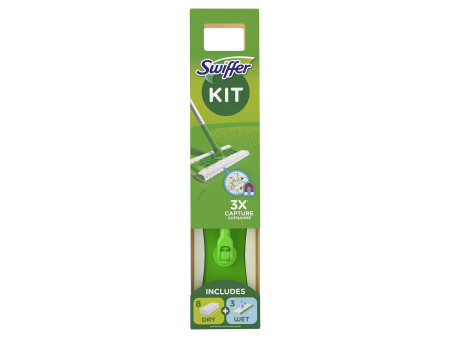 Swiffer Kit de démarrage balai, serpillères humides/sèches
