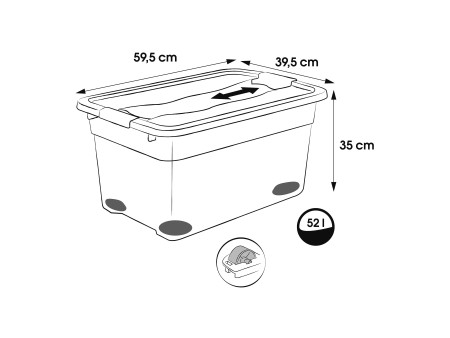 keeeper Boîte de rangement 'konrad', à roulettes, 52 litres