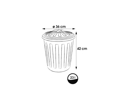 keeeper Poubelle 'Maxi-Tonne mats' avec couvercle, 23 litres