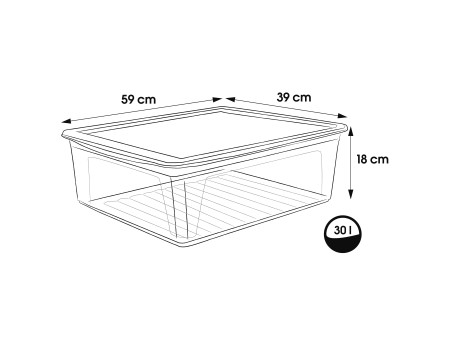 keeeper Boîte de rangement 'bea', 30 L plat, PP, transparent