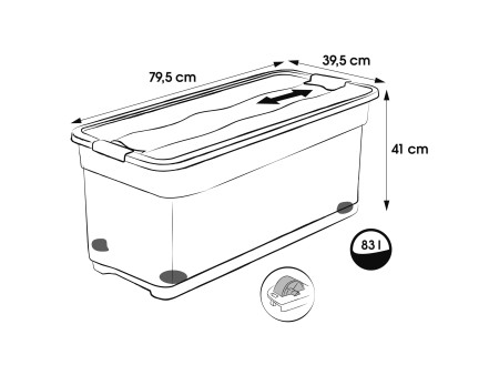 keeeper Boîte de rangement 'konrad', avec roulettes, 83 L