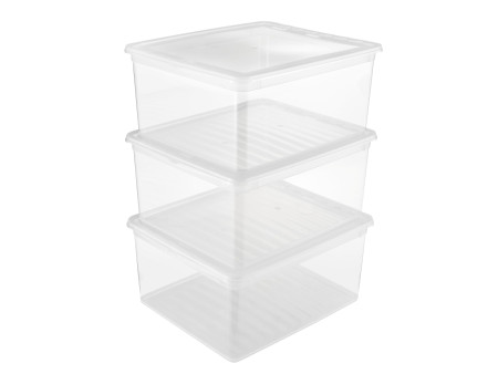 keeeper Set de rangement 'bea', 3x 18 litres, PP, couvercle