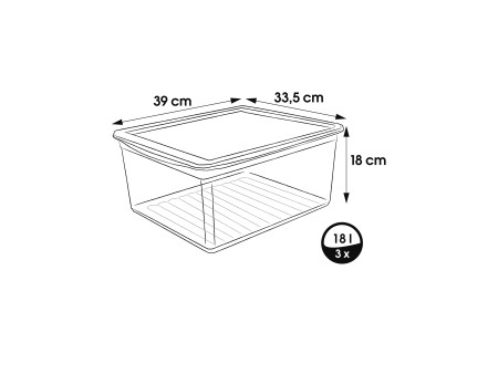 keeeper Set de rangement 'bea', 3x 18 litres, PP, couvercle