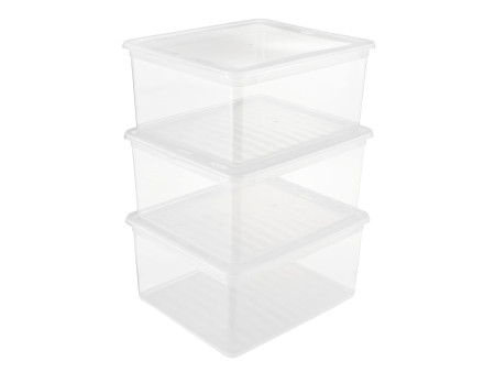 keeeper Set de rangement 'bea', 3x 18 litres, PP, couvercle