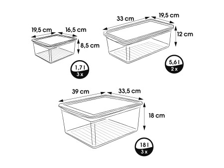 keeeper Set de boîtes de rangement 'bea', 8 pièces, PP