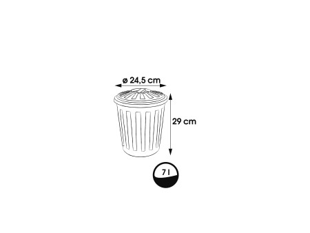 keeeper Poubelle Mini-Tonne 'mats' avec couvercle, 7 litres