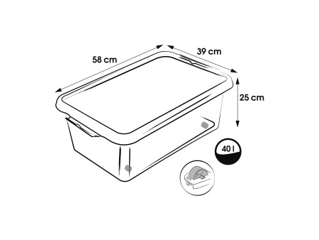 keeeper Boîte de rangement à clips Lars, à roulettes, 40 L