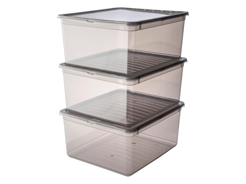 keeeper Set de boîtes de rangement 'bea', 3x 18 L, gris