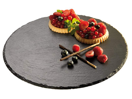 APS Plat à tarte en ardoise naturelle, rond, anthracite