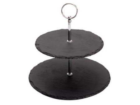APS Plat de service ardoise naturelle, 2 étages, anthracite