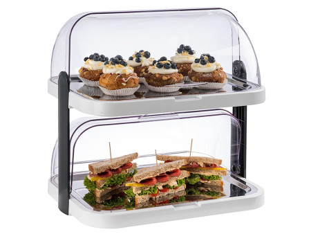 APS Vitrine de buffet double étage, blanc