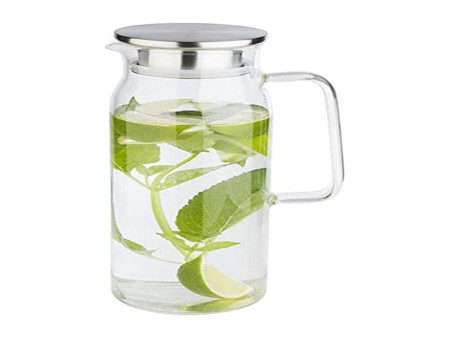 APS Carafe en verre avec couvercle, 1,5 litres, verre/inox