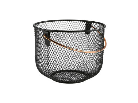 APS Panier à pain & à fruits, rond, avec anse, métal noir