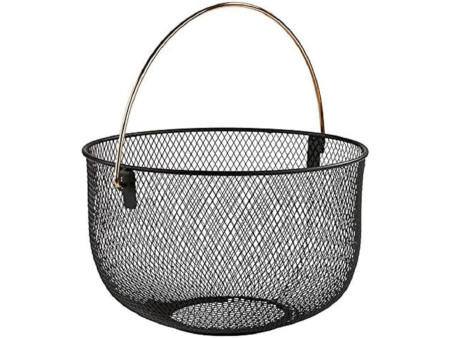 APS Panier à pain & à fruits, rond, avec anse, métal noir