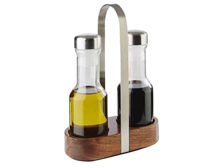 APS Ménagère de table huile et vinaigre WOOD, acacia/inox