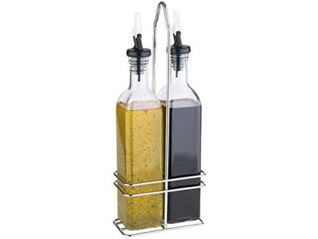 APS Ménagère de table huile & vinaigre, verre/inox, 0,5 L