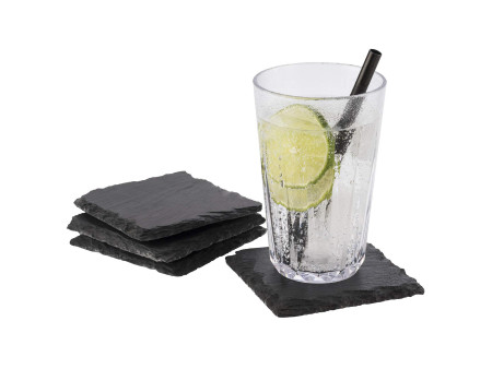 APS Sous-verre en ardoise naturelle, set de 4, 100 x 100 mm