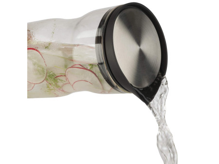 APS Carafe en verre avec couvercle, 1,2 litre, verre/inox