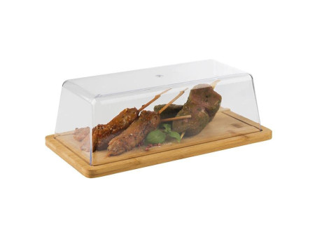 APS Plateau en bambou avec cloche, 320 x 165 x 15 mm