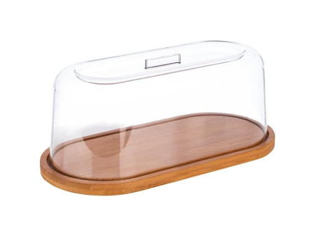 APS Plateau en bambou avec cloche, ovale, (L)280 x (P)140 mm